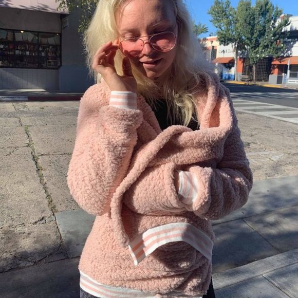 Blush Plush Pink Sherpa Coat Hoodie - Picture 1 of 7